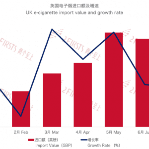 7月英国进口电子烟1.03亿英镑 进口量同比大涨249.18%